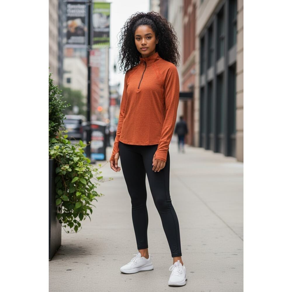 Eddie Bauer Women's Persimmon Resolution Stretch Long Sleeve 1/4 Zip Pullover S